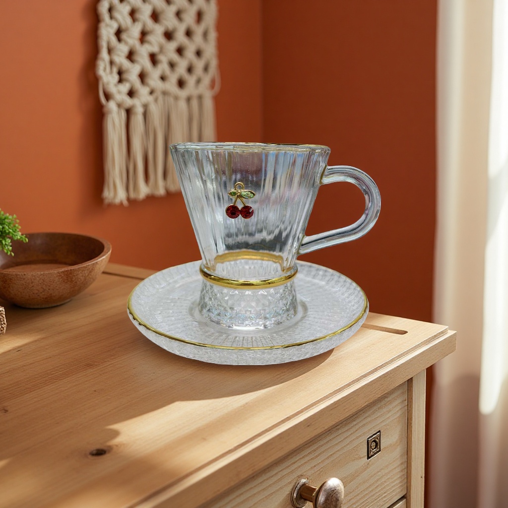 Transparent glass teacup, high borosilicate heat-resistant and anti-scald, simple style for home and office use Application Scenario
