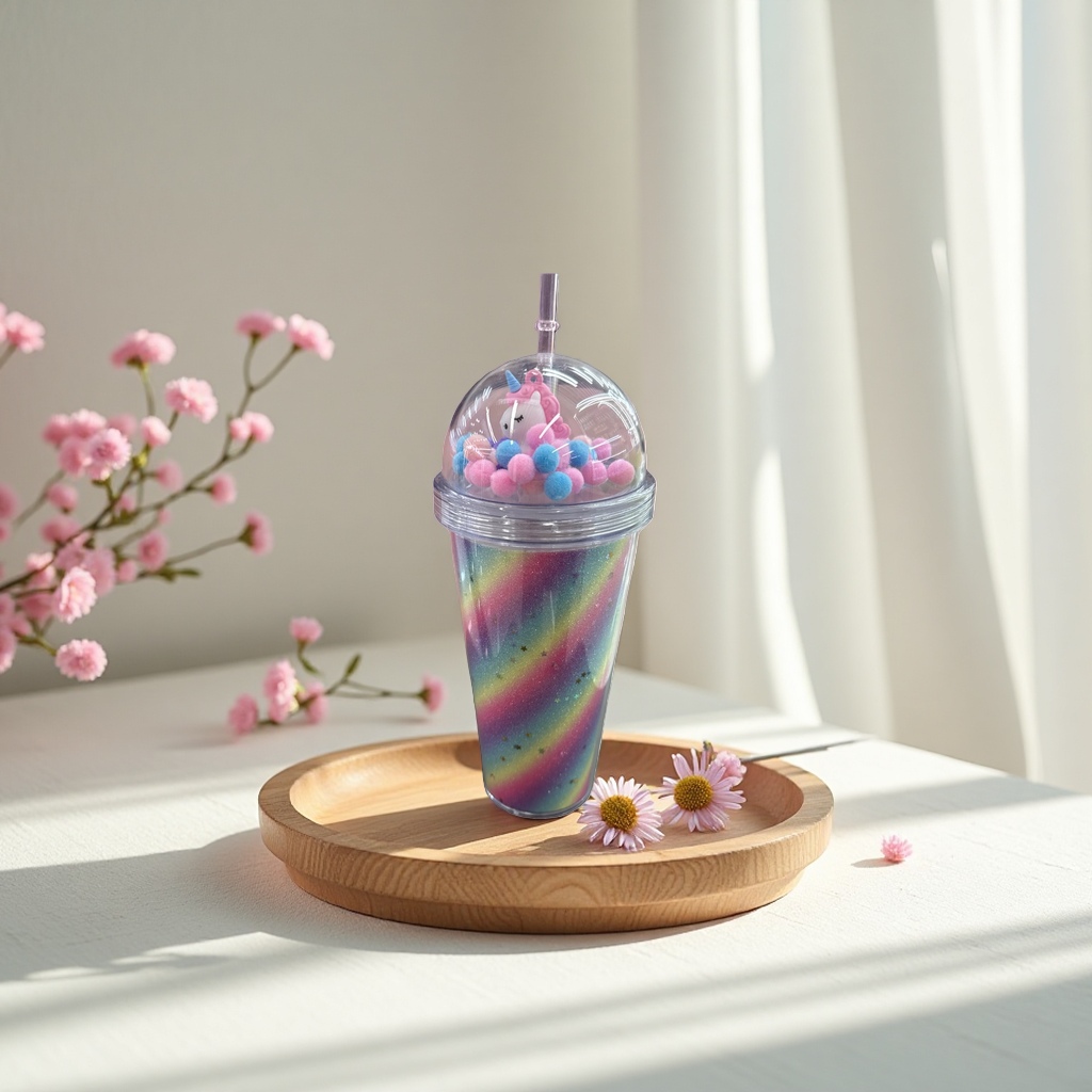 Rainbow gradient glass cup, high borosilicate heat-resistant tea cup, coffee cup, water cup 350ml Specification image