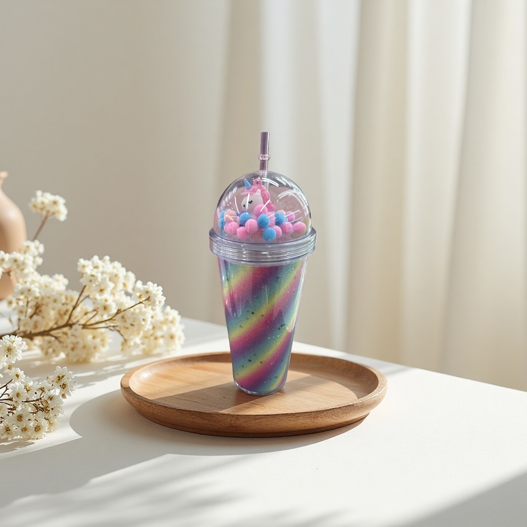 Rainbow gradient glass cup, high borosilicate heat-resistant tea cup, coffee cup, water cup 350ml Application Scenario