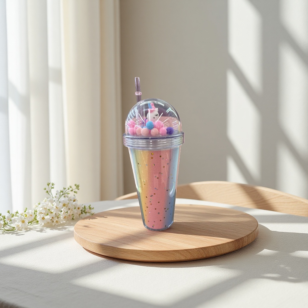 Rainbow gradient star pattern transparent straw cup, high borosilicate glass water cup, girls' ins style Application Scenario