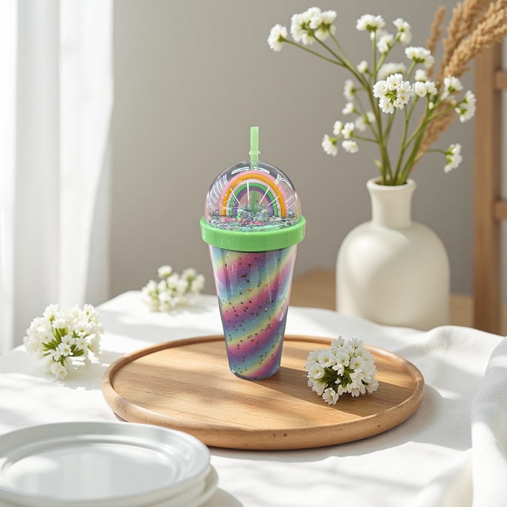 Rainbow-patterned ceramic cups for home and office use, high-appearation-level creative mugs