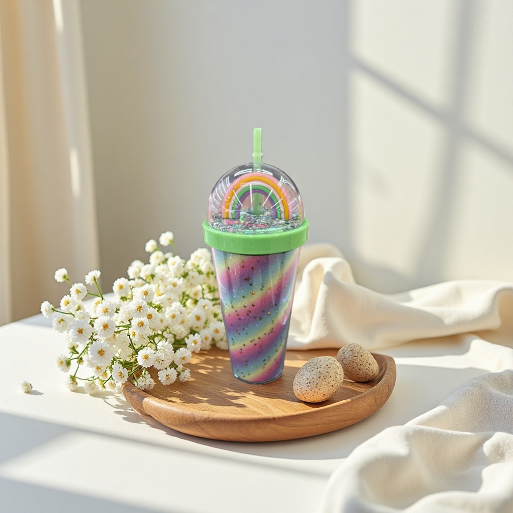 Rainbow-patterned ceramic cups for home and office use, high-appearation-level creative mugs details Picture