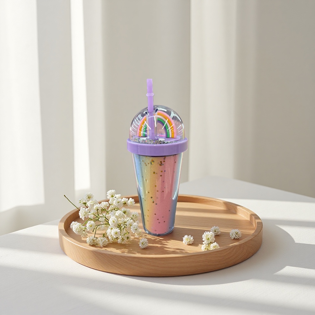Rainbow Gradient Starry Sky Cup Glass Water Cup, creative gift for Home and Office use 350ml Application Scenario