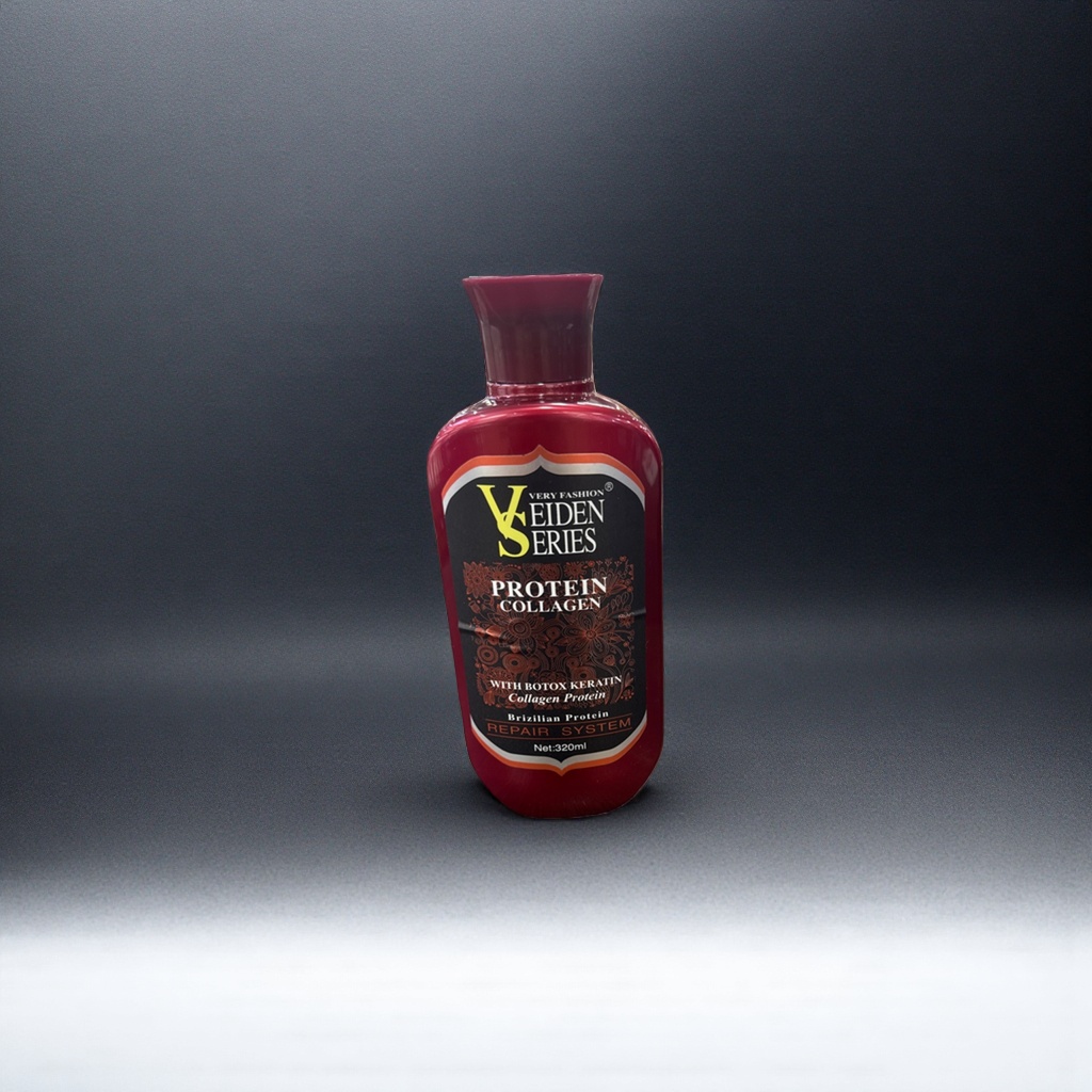 The red bottle protein collagen repair system product repairs damaged hair and nourishes and strengthens it