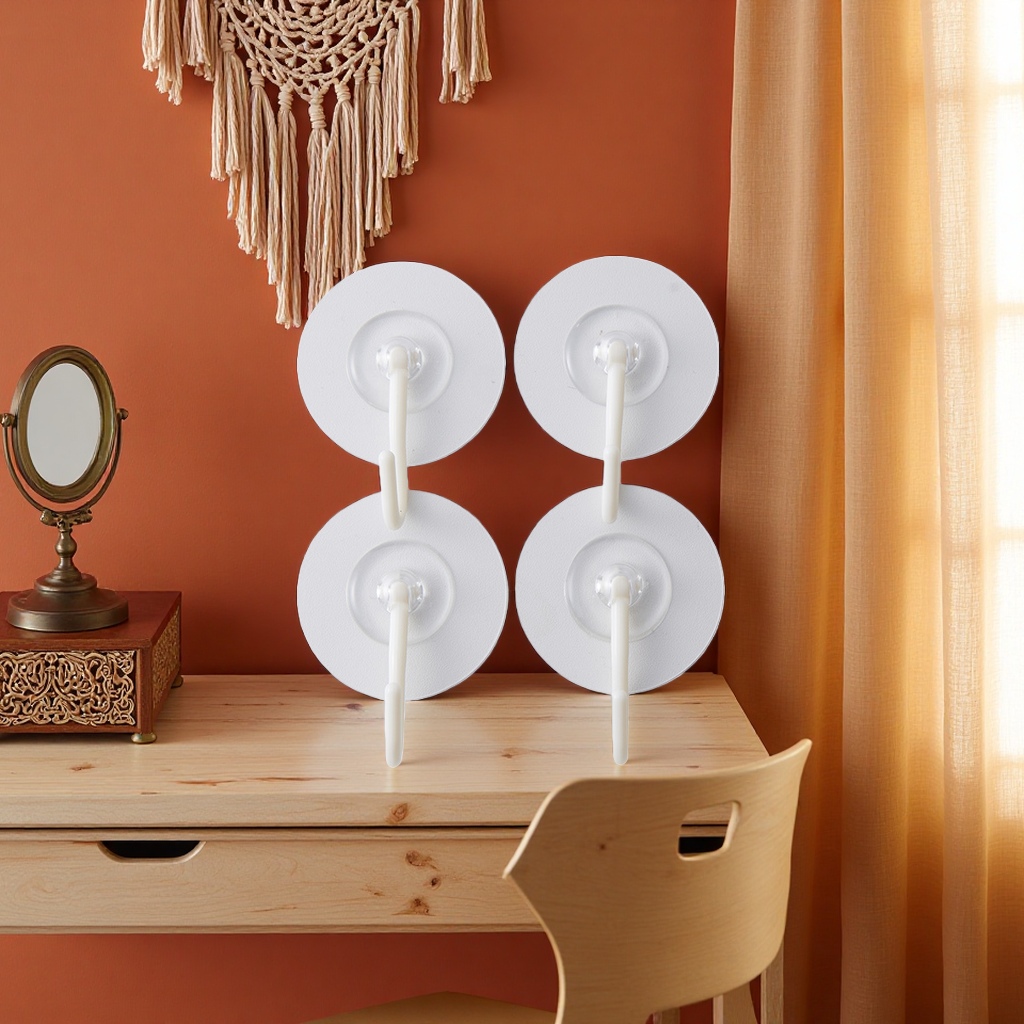 Transparent suction cup, white hook, no need for drilling, bathroom and kitchen load-bearing adhesive hook Specification image