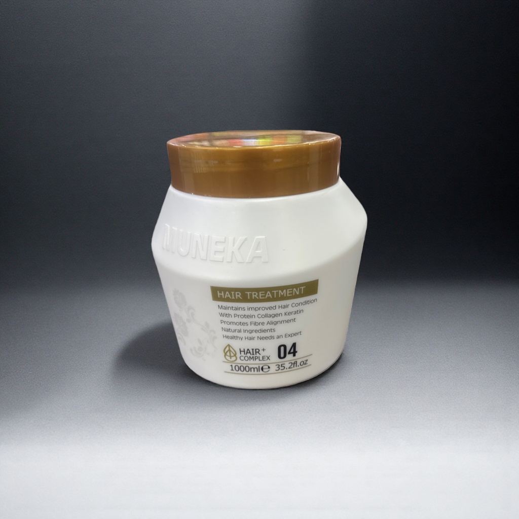 Hair care products with a white bottle and a golden cap