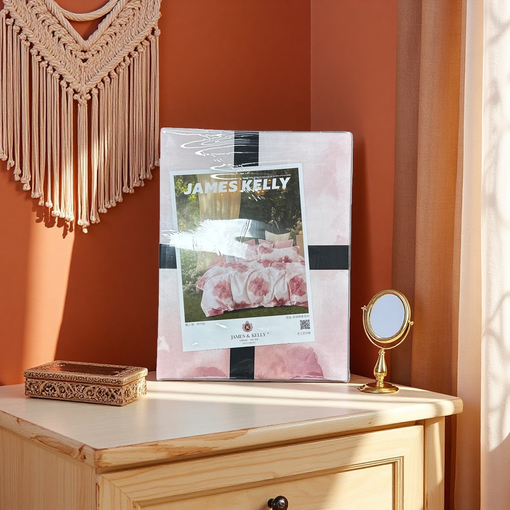 JAMES KELLY conjunto de cama con patrón floral rosa incluye caja de embalaje de marca details Picture