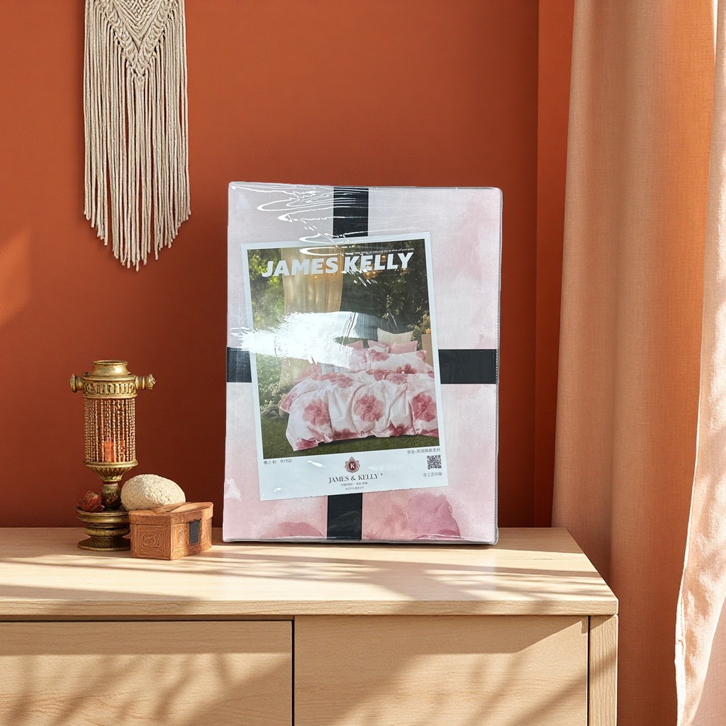 JAMES KELLY conjunto de cama con patrón floral rosa incluye caja de embalaje de marca