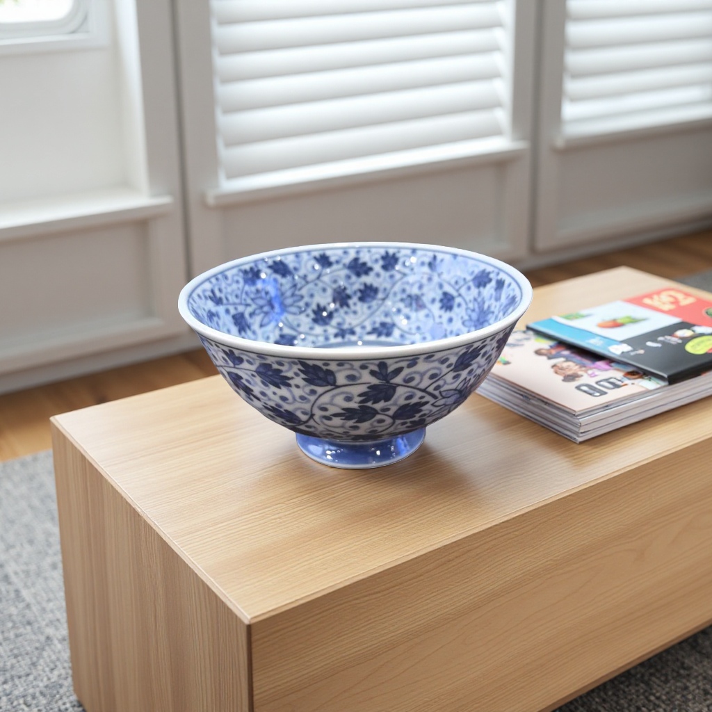 Blue and white porcelain bowl, ceramic household tableware bowl, Chinese retro rice bowl for holding rice bowls Application Scenario