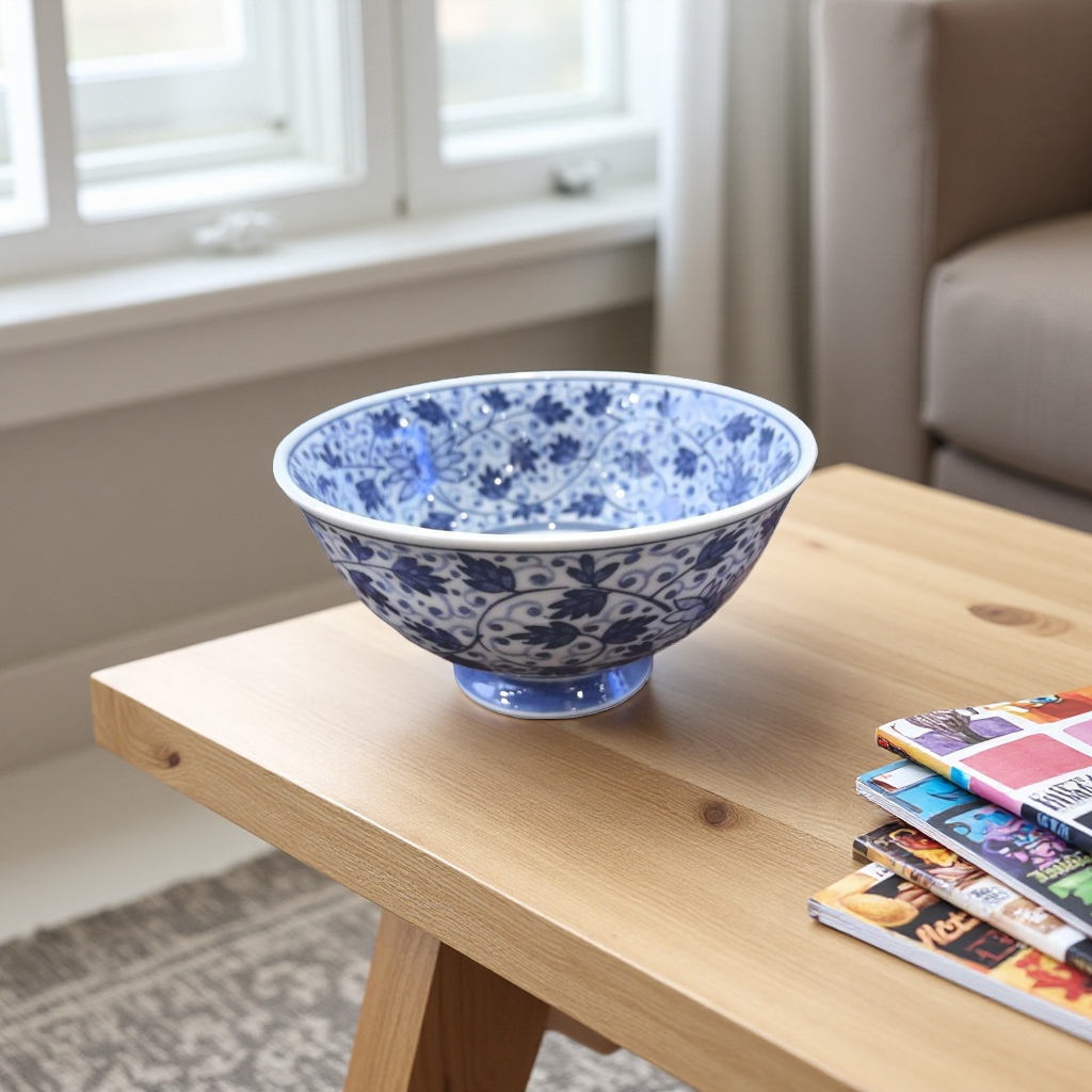 Blue and white porcelain bowl, ceramic household tableware bowl, Chinese retro rice bowl for holding rice bowls
