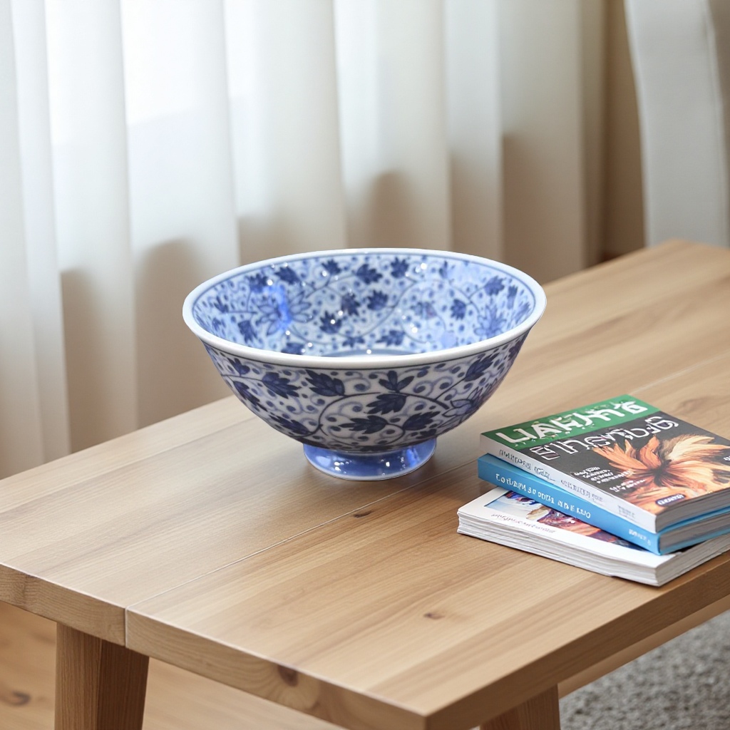 Blue and white porcelain bowl, ceramic household tableware bowl, Chinese retro rice bowl for holding rice bowls details Picture