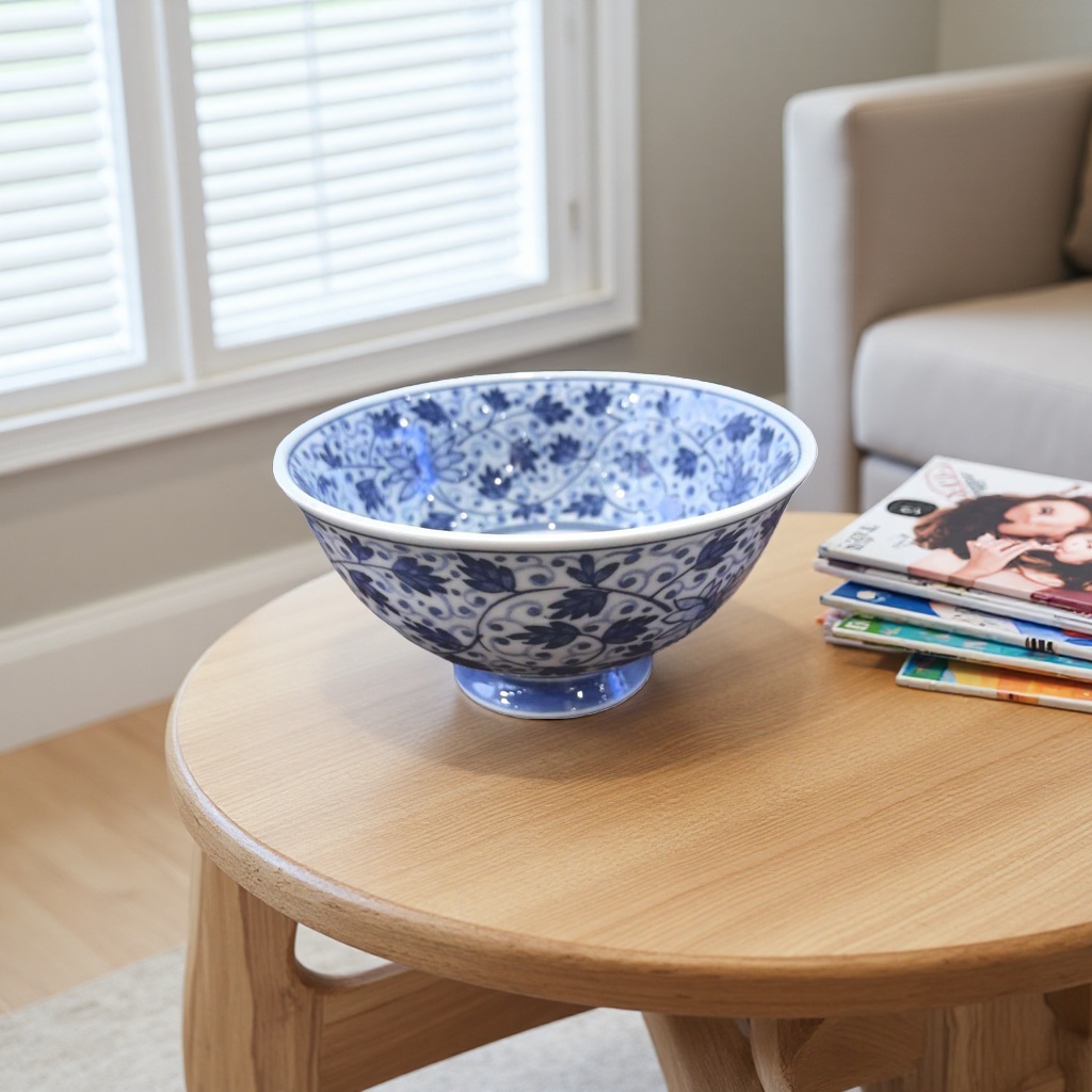 Blue and white porcelain bowl, ceramic household tableware bowl, Chinese retro rice bowl for holding rice bowls Specification image