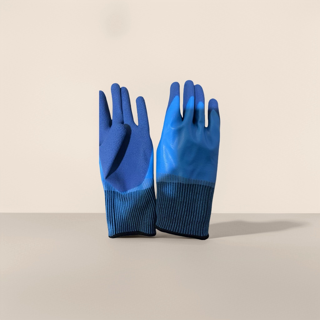 Azul fluorescente verde doble capa impermeable guantes de trabajo espesado antideslizante resistente al desgaste guantes de protección laboral Application Scenario