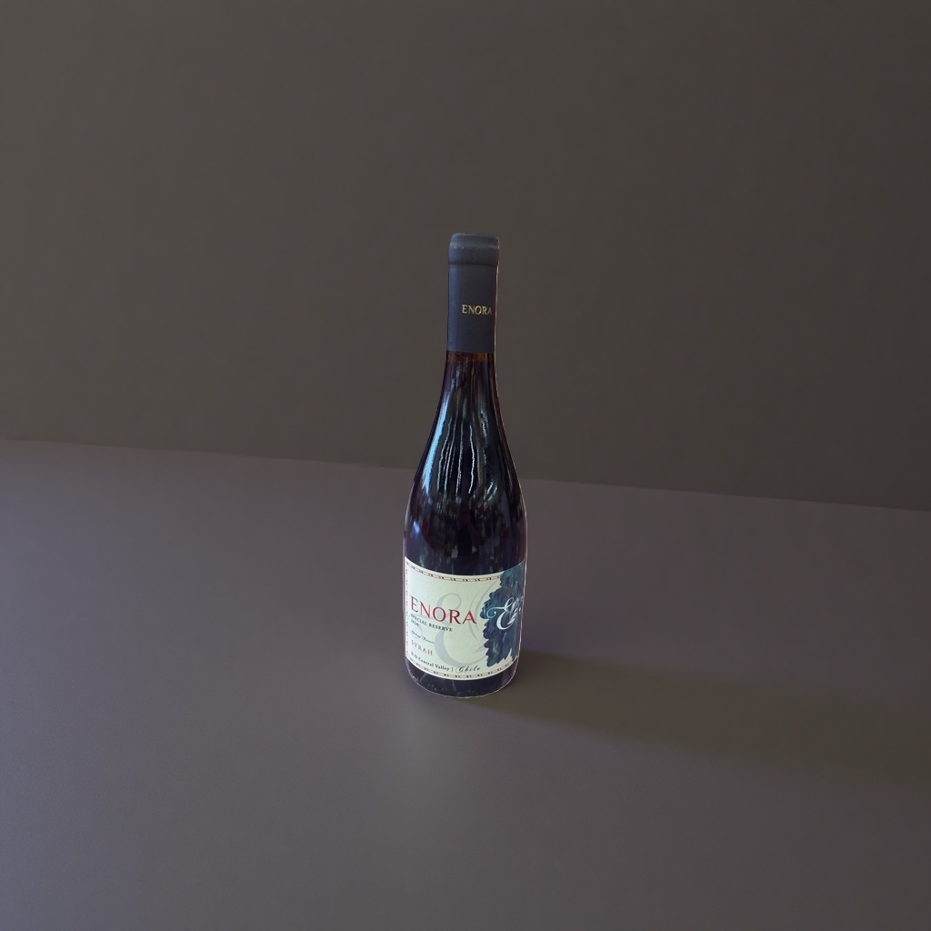 红酒瓶+ENORA特级珍藏西拉红葡萄酒细节图