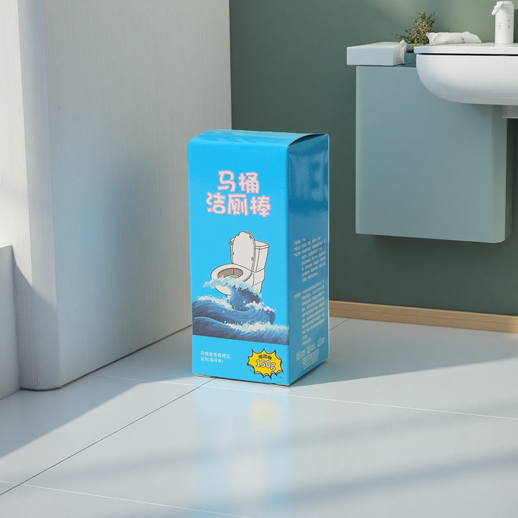 蓝色包装盒+马桶洁厕棒产品图