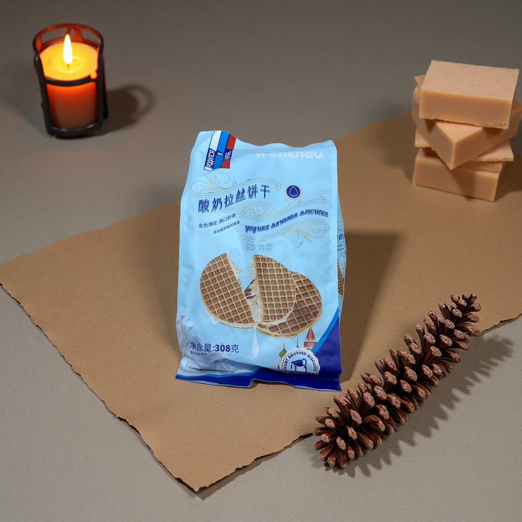 Yogurt stringed cookies, individually packaged in bags, are crispy, milky and can be stringed details Picture