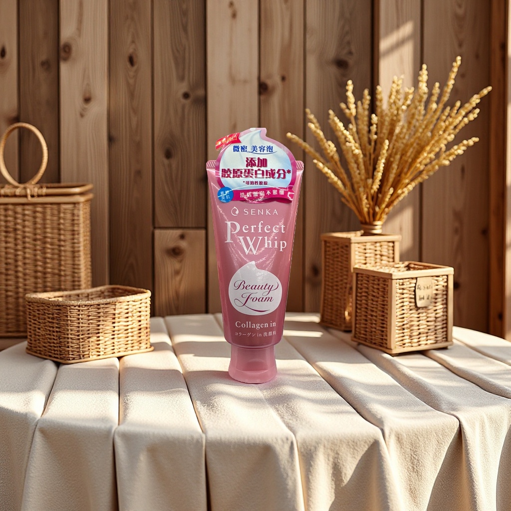 粉色管装洗面奶+SENKA Perfect Whip Beauty Foam Collagen in细节图