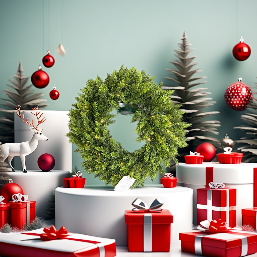 Green christmas guirnalda simulación ramas de pino ratán trenza decoración de vacaciones decoración colgante Specification image