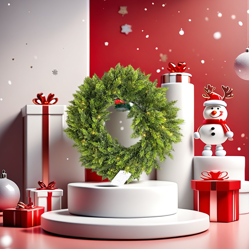 Green christmas guirnalda simulación ramas de pino ratán trenza decoración de vacaciones decoración colgante Application Scenario