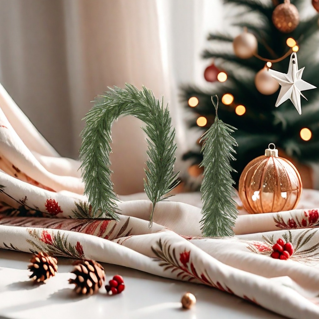 Green pine branch decorations, artificial pine branch hanging ornaments, living room and bedroom wall hanging green plants simulation details Picture