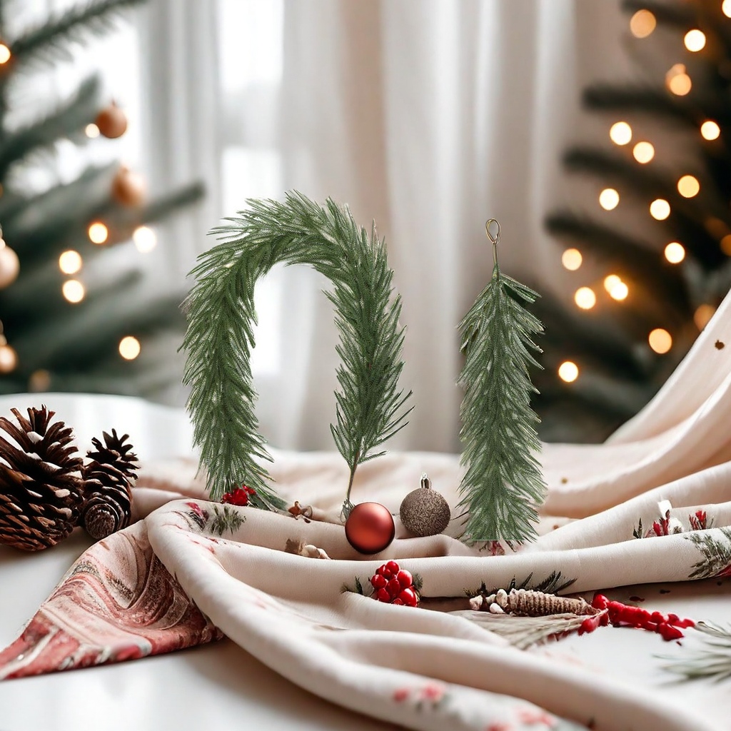 Green pine branch decorations, artificial pine branch hanging ornaments, living room and bedroom wall hanging green plants simulation