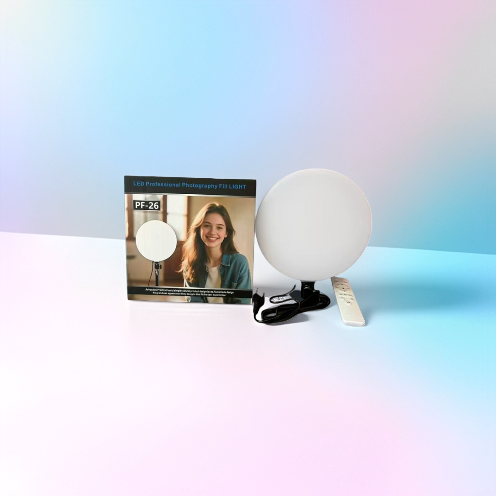 LED Professional Photography Fill LIGHT PF-26 Round fill light with remote control power cord packaging box details Picture