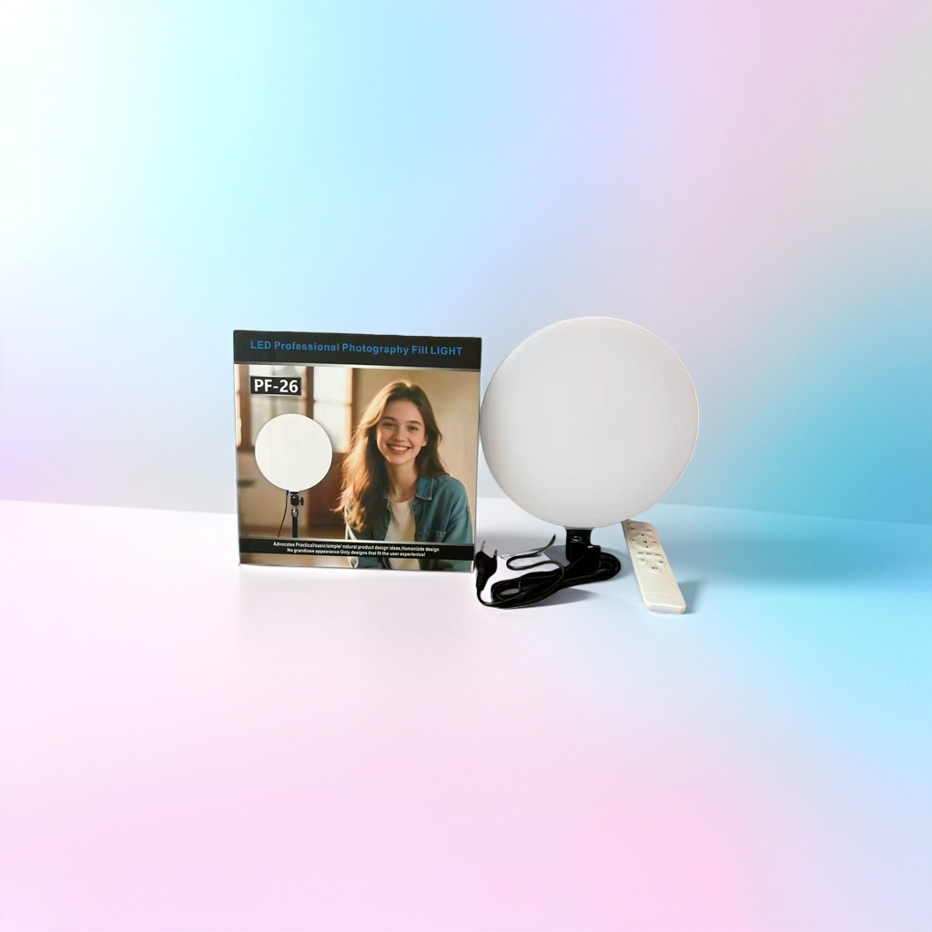 LED Professional Photography Fill LIGHT PF-26圆形补光灯含遥控器电源线包装盒