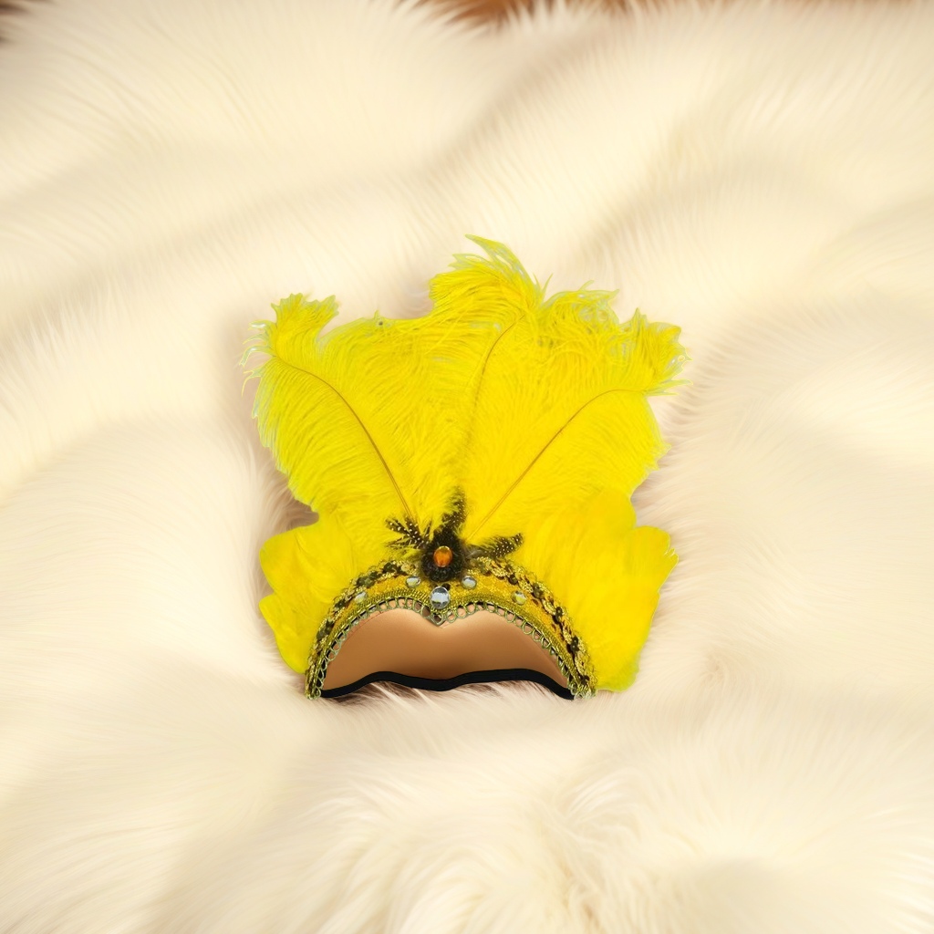 Yellow feather-decorated headwear, faux feather hair accessory, elegant and retro bride's hair flower Specification image