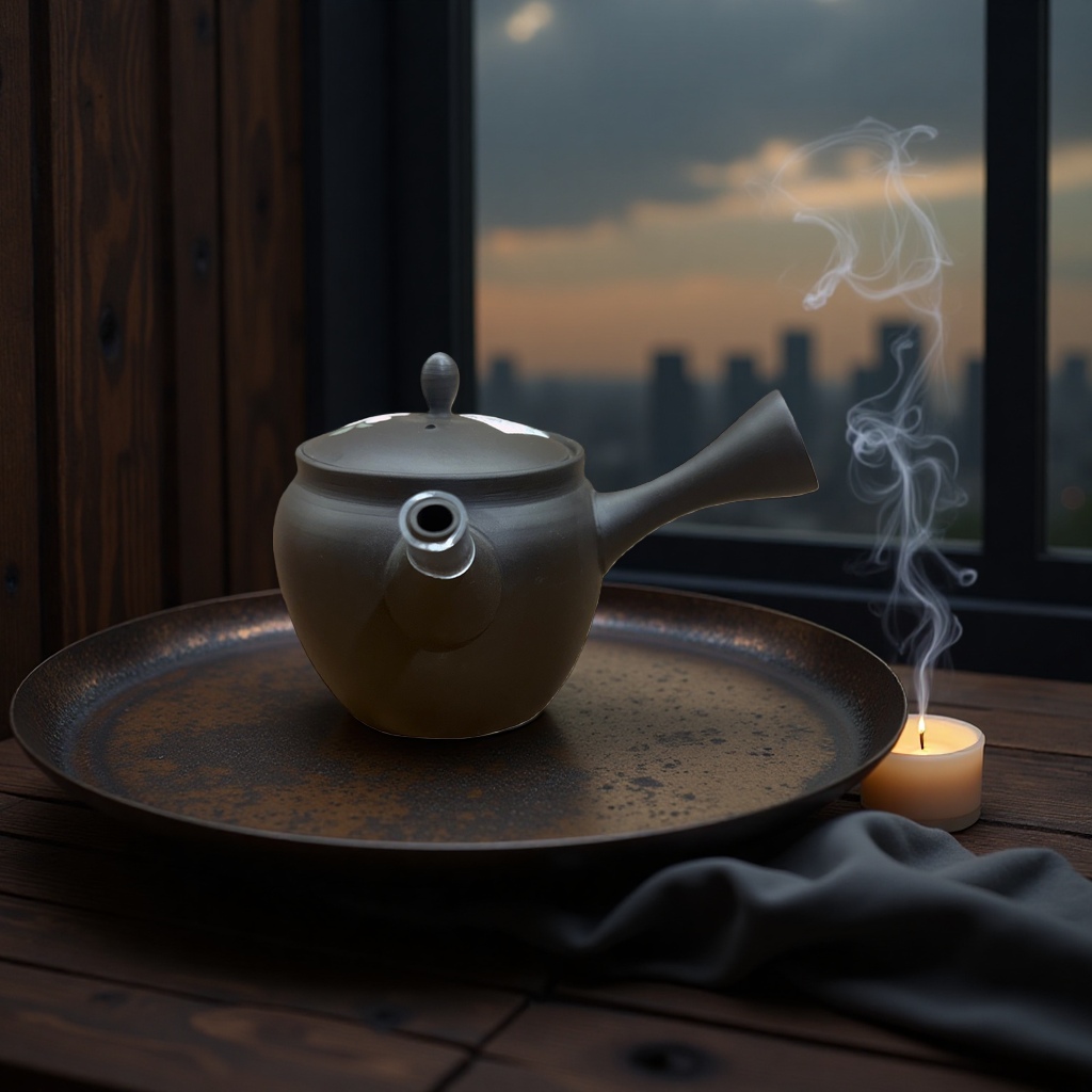 黑色陶瓷茶壶主体产品图