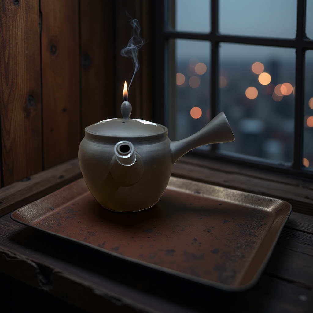 黑色陶瓷茶壶主体细节图