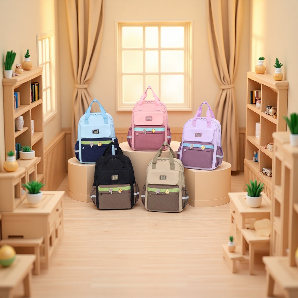 Fashionable sports tennis backpack available in five colors: light blue, pink, purple, black and beige, 40*30*14, 5cm details Picture