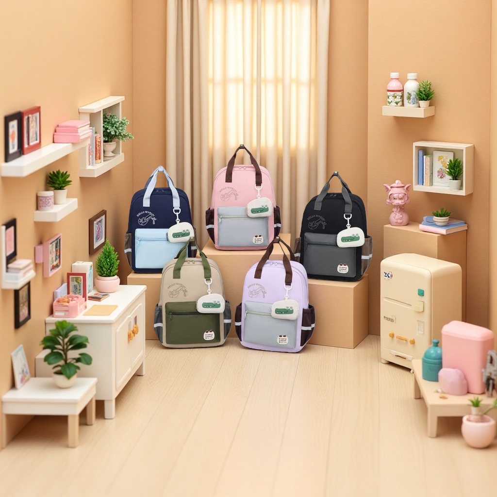 Fashionable sports tennis backpack available in five colors: light blue, pink, purple, black and beige, 40*30*14, 5cm Specification image