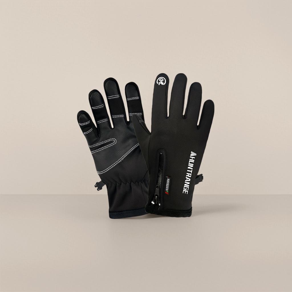 Black waterproof touch screen gloves for winter warmth and anti-slip, suitable for both men and women Specification image