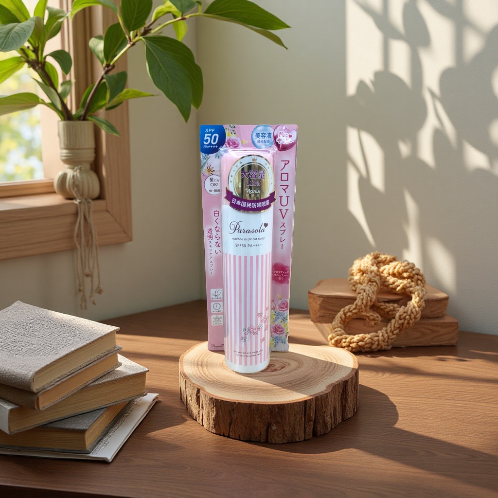 Parasola Sunscreen Spray is refreshing and non-greasy. Portable set: SPF50+ PA+++ Specification image