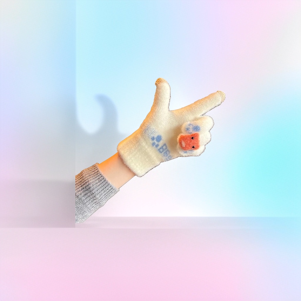 Cute cartoon-patterned warm gloves, thickened cold-proof knitted gloves for both men and women details Picture