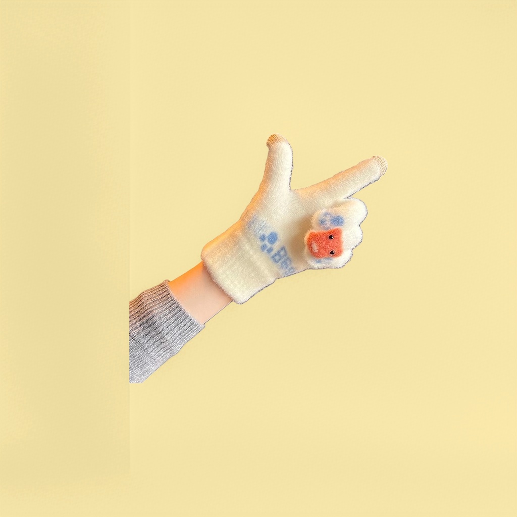 Cute cartoon-patterned warm gloves, thickened cold-proof knitted gloves for both men and women Specification image