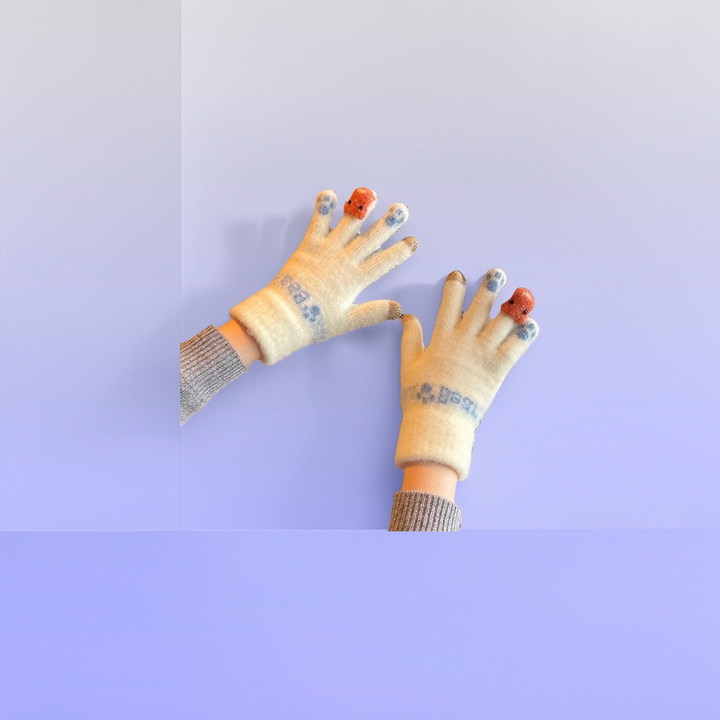 Cute cartoon-patterned warm gloves, thickened cold-proof knitted gloves for both men and women Application Scenario