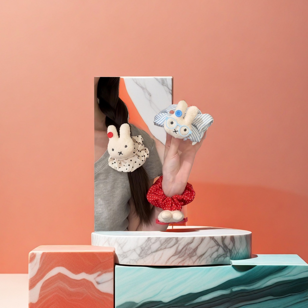 Cute rabbit plush hair band, sweet girl headwear, high elasticity, no damage to hair Application Scenario
