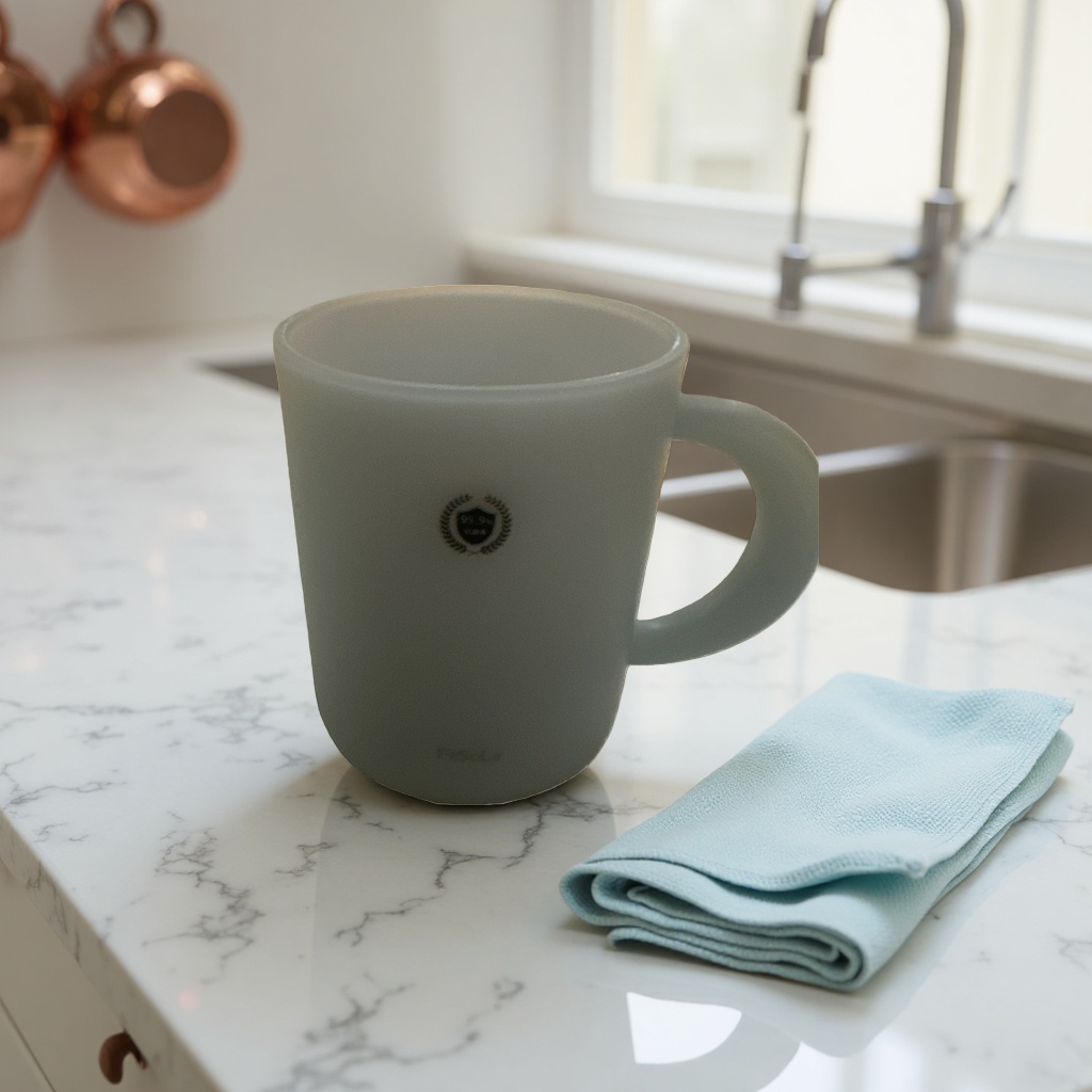 This white ceramic cup is fired at high temperature with a smooth glaze surface. It is a household and office tea cup details Picture