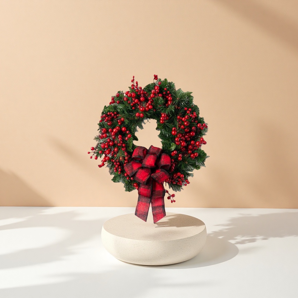 Cross-border Christmas wreath simulation pine branch decoration hanging door, living room and bedroom festival decoration