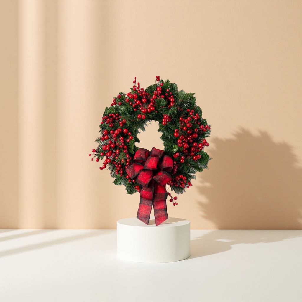 Cross-border Christmas wreath simulation pine branch decoration hanging door, living room and bedroom festival decoration details Picture