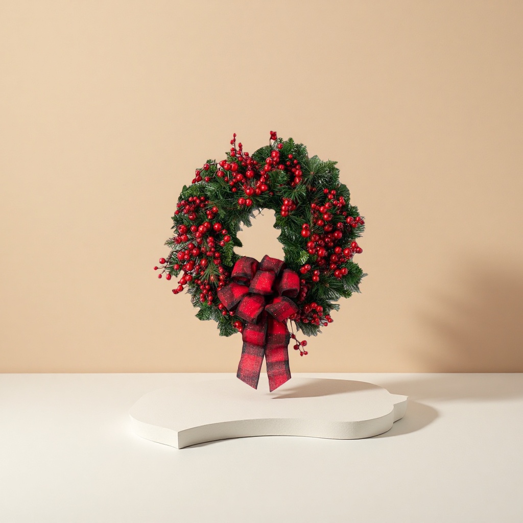 Cross-border Christmas wreath simulation pine branch decoration hanging door, living room and bedroom festival decoration Specification image