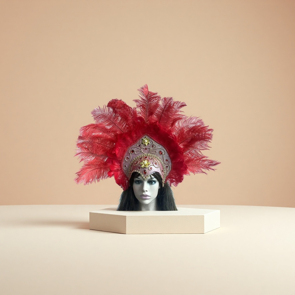 Red feather-decorated headwear, a fashionable and retro bridal party hair accessory