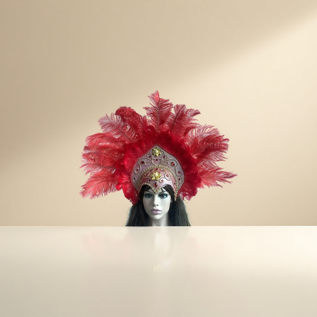 Red feather-decorated headwear, a fashionable and retro bridal party hair accessory Application Scenario