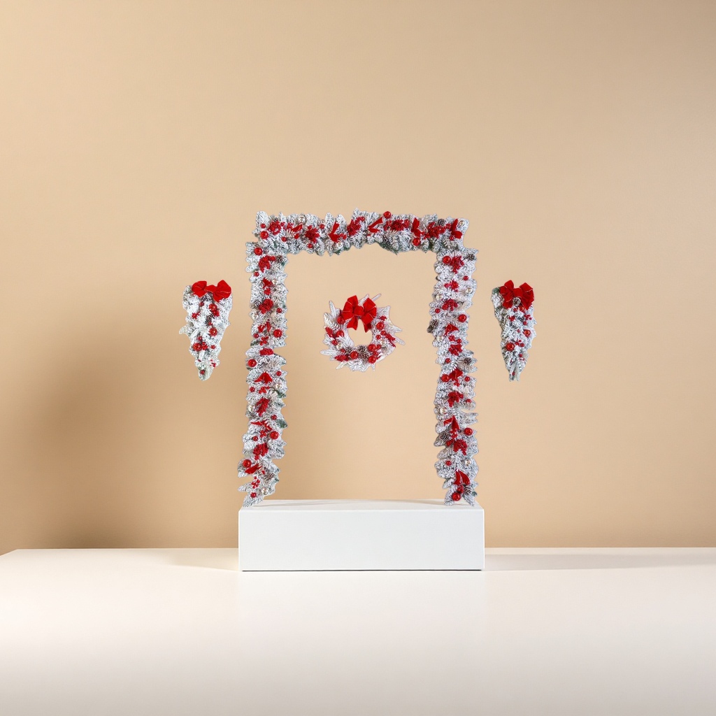 Christmas decorative wreaths and pine branch ornaments, holiday hanging decorations, home decoration Specification image