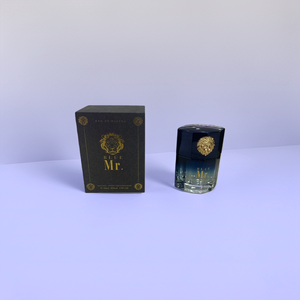 Blue Mr. Perfume Men's Eau de Toilette Bottle and Packaging Box Set Specification image
