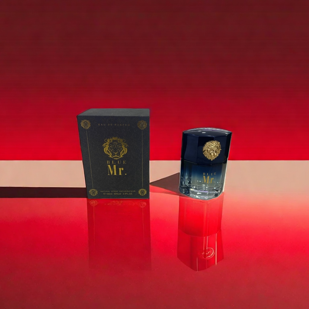 Blue Mr. Perfume Men's Eau de Toilette Bottle and Packaging Box Set details Picture