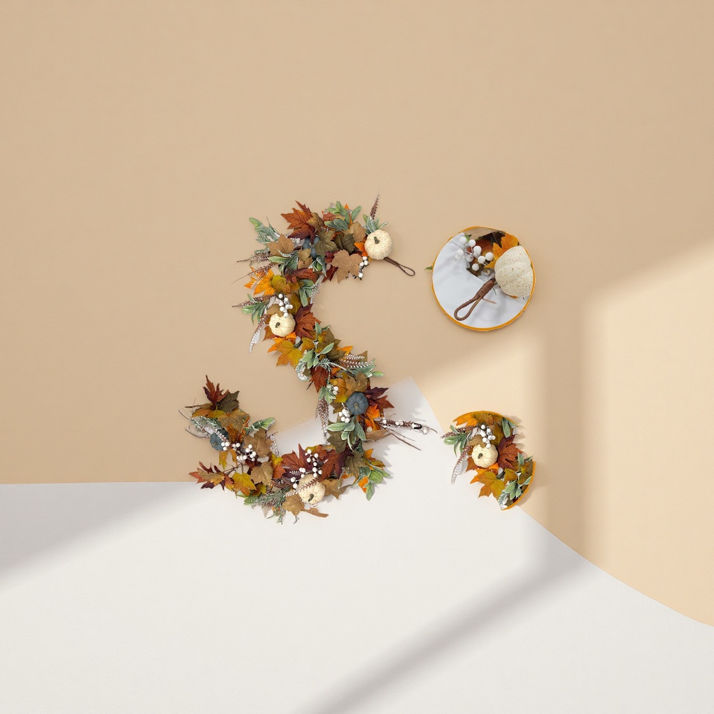 Decoración de otoño guirnalda simulación ratán tejido flores secas colgante puerta guirnalda decoración de pared Specification image