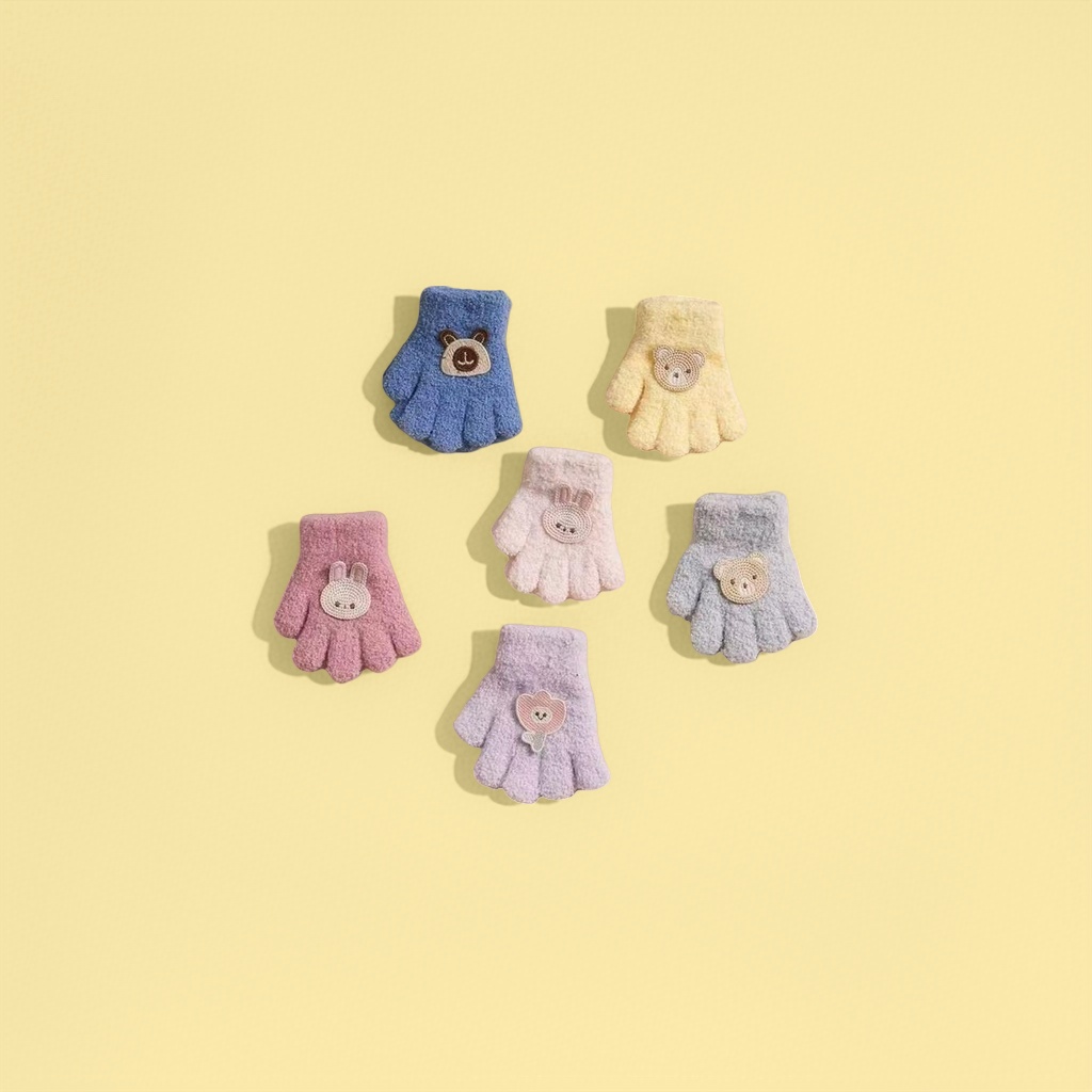Cute plush gloves with thickened design, warm and anti-slip, suitable for women in autumn and winter Specification image