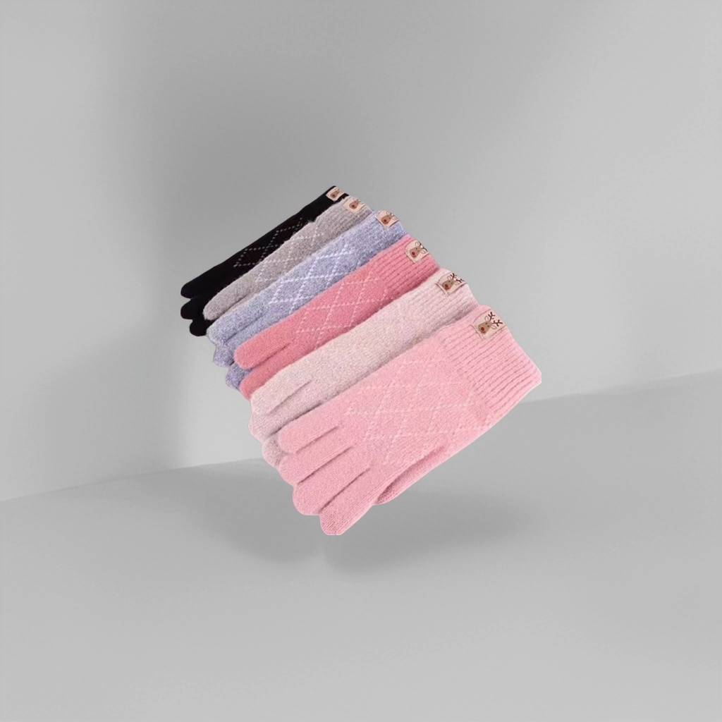 Knitted gloves for women, warm, anti-slip, touch screen, thickened plush gloves for autumn and winter details Picture